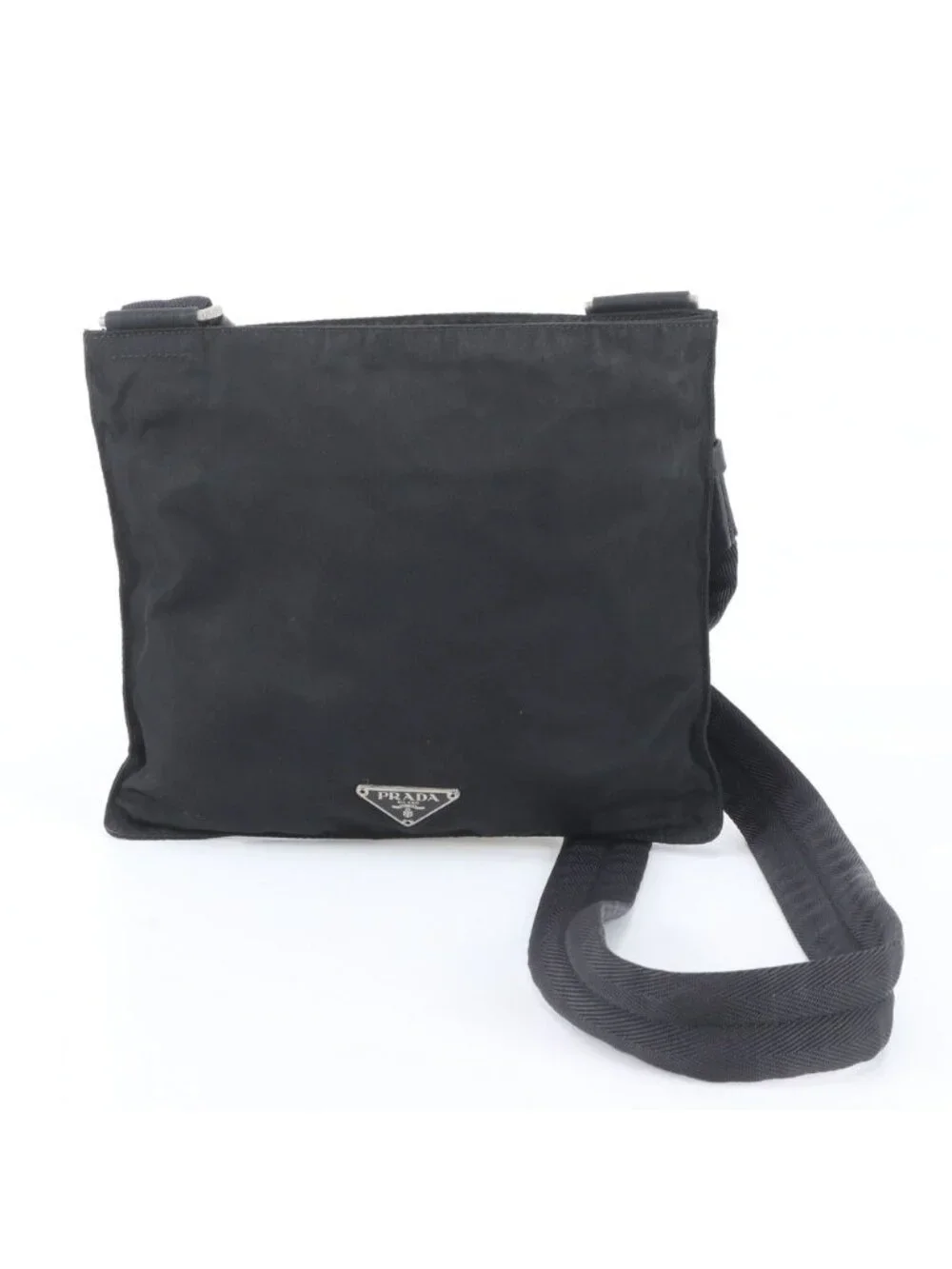 Prada Tessuto Nylon Triangle Logo Shoulder Bag Crossbody Messenger Black